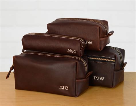 monogrammed men's toiletry bag leather